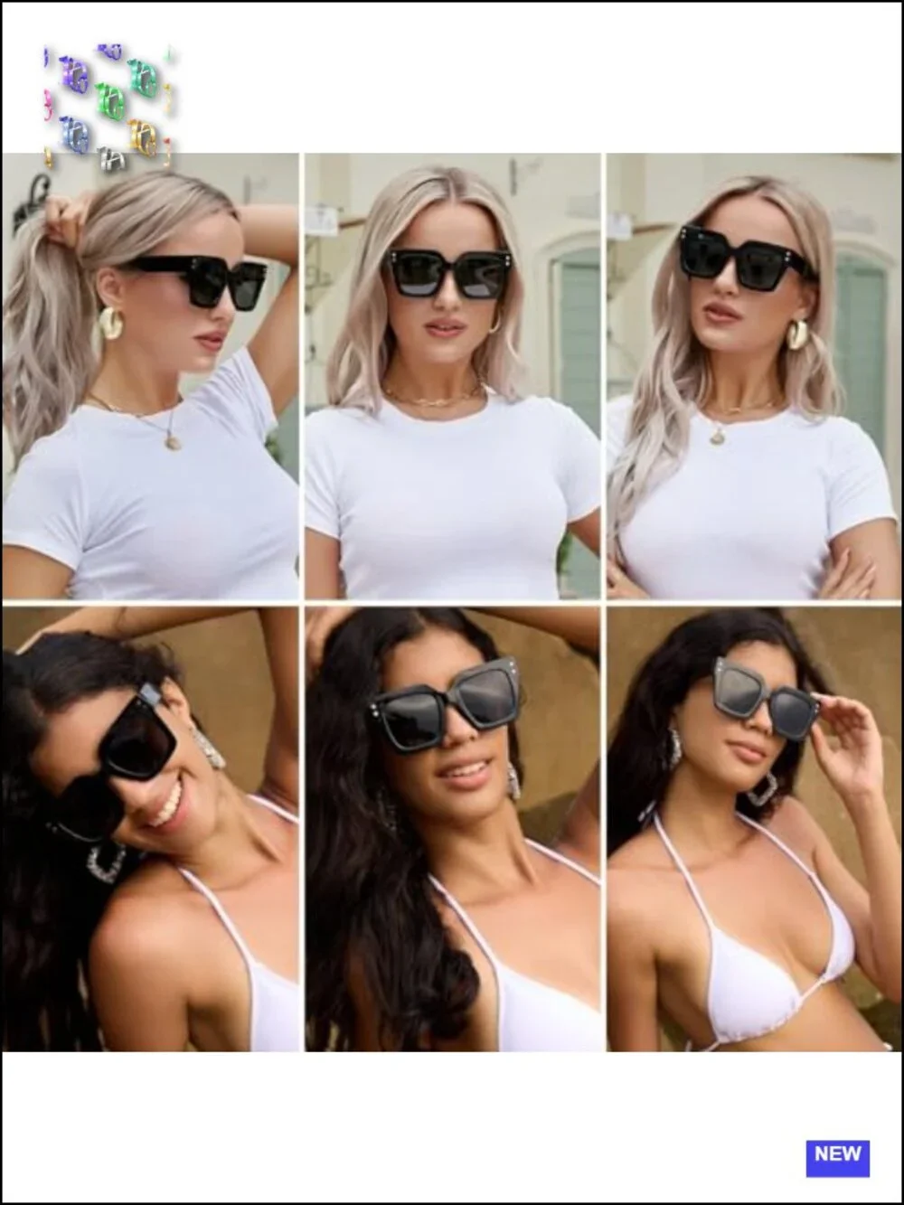 Oversized Square Sunglasses Polarized UV400 TAC Lens Metal Studs